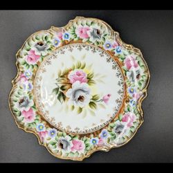 Vintage Decorative 10.25" Hand-Painted Lenwile-Ardalt Plate #6380 from Japan Gold Gilt