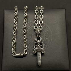 Chrome Hearts Style Dagger Paper Chain Silver