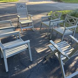 Set Of 6 Outdoor Wood Chairs 