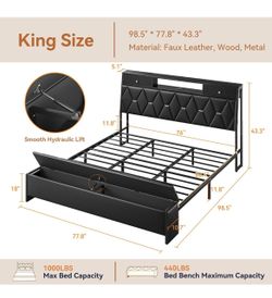 King Size Bed Frame with Storage – Like New! Only Used for One Week!