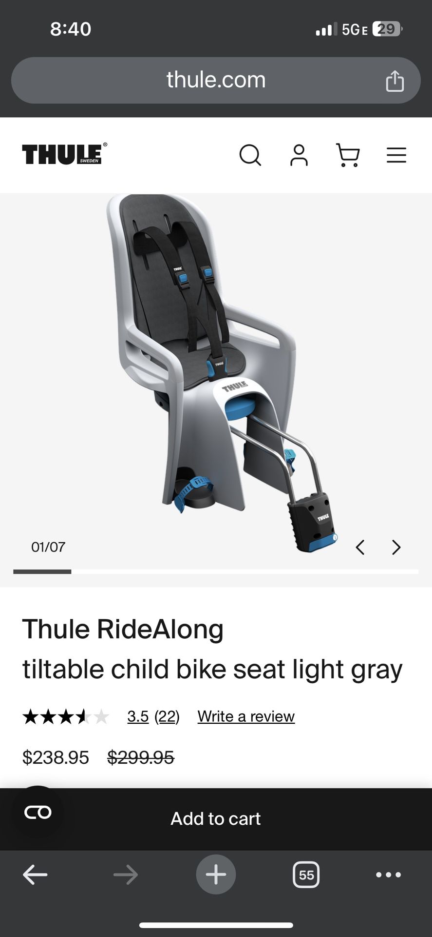 Thule RideAlong child bike seat