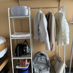 Clothes Rack With Wooden Shelves