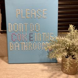 Please Don’t Do Coke in the Bathroom Cross Stitch Canvas