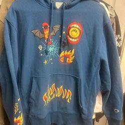 Blue Rare Champion Hoodie Size Large 