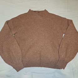 Pink Rose Knit Sweater With Lantern Sleeves - Size XS