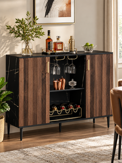 Bar Cabinet with Wine Rack and Glass Holder