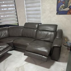 Leather Reclining Gray Sectional