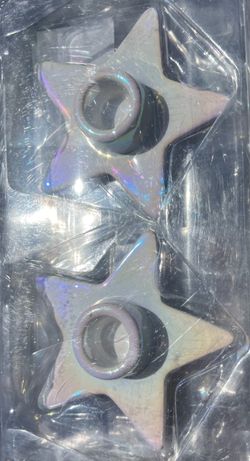 Target Bullseye Iridescent Star Taper Candle Holders (2) Christmas New