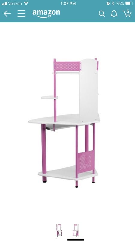 Corner computer desk pink