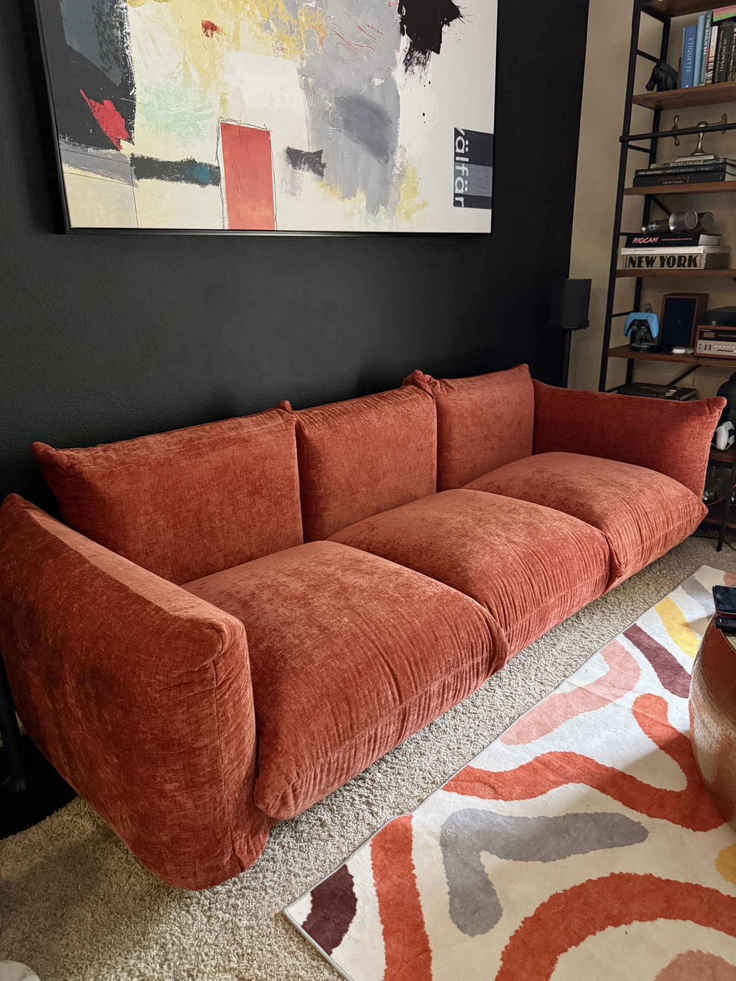 Marenco Modern Sofa In Red Chenille 104”
