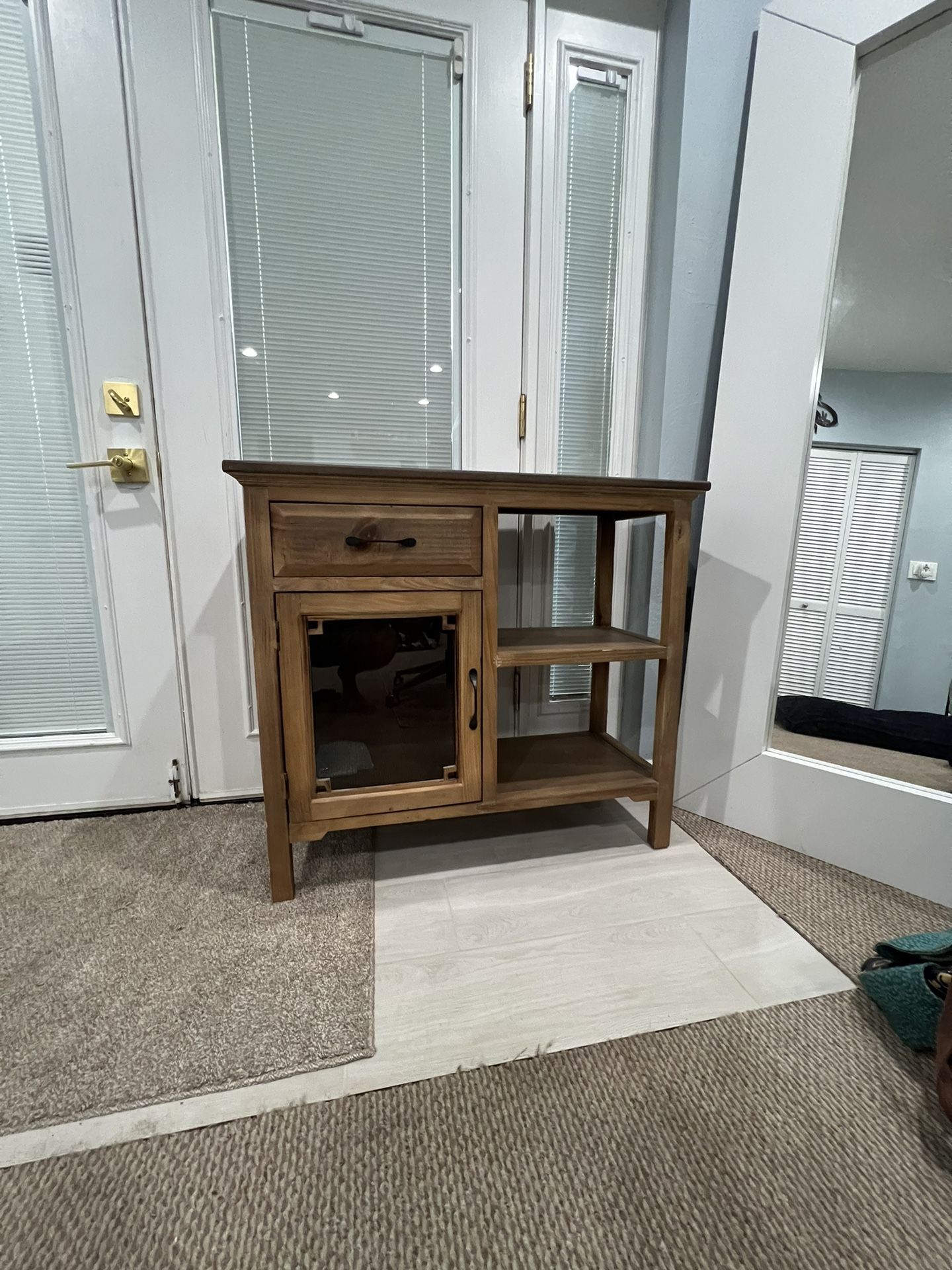 Wooden Table With shelves
