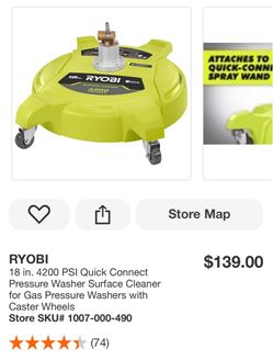 RYOBI 18” 4200 PSI Surface Cleaner – Gas Pressure Washer