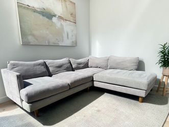 Gray Fabric L-Shaped Sectional Sofa