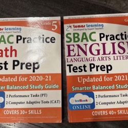 Grade 5 SBAC Math & English Test Prep 2021-22 Like New No Writing Summer Prep 