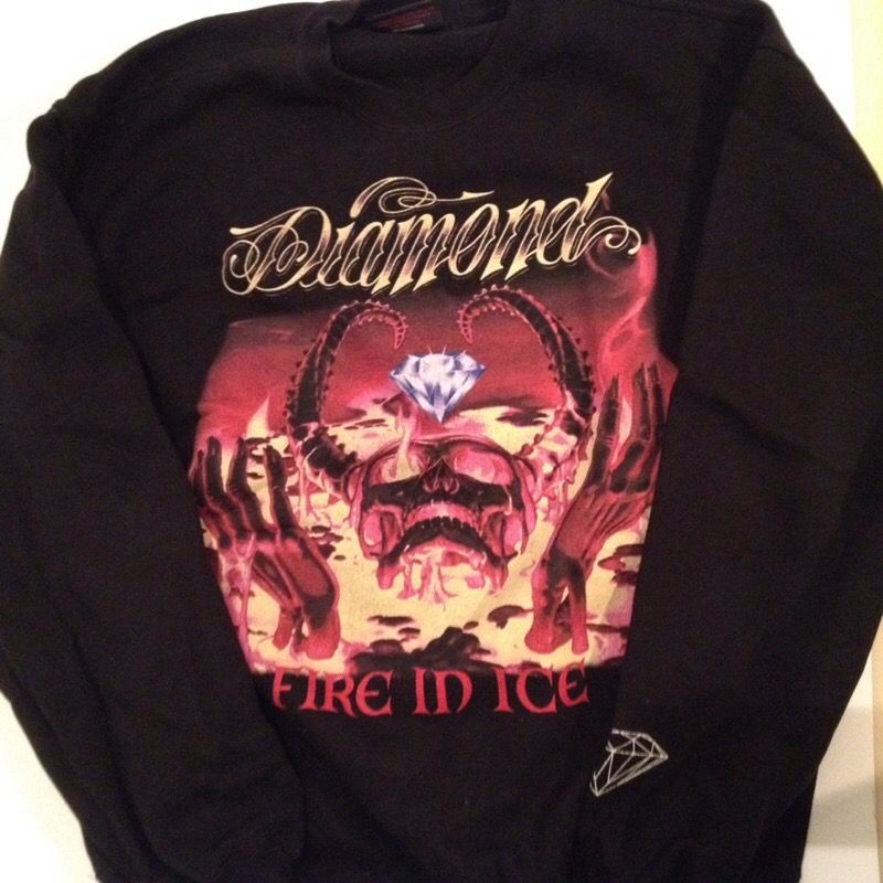 Diamond Supply Co. Fire In Ice Crewneck Sweatshirt Very Rare Out Of Print Size M
