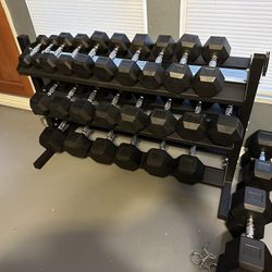 5-75lbs Dumbbells w/Rack 