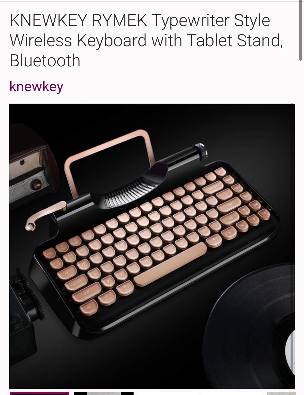 Wireless old-fashioned keyboard for iPad with tablet stand