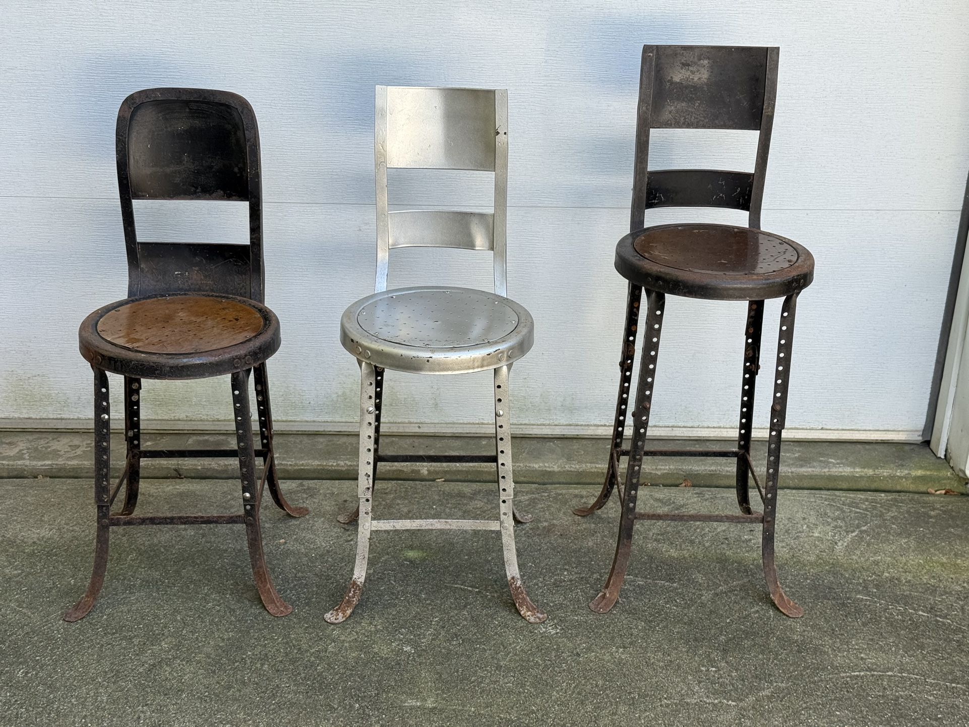 Vintage Industrial Machinist Chairs MCM Lot Of 3