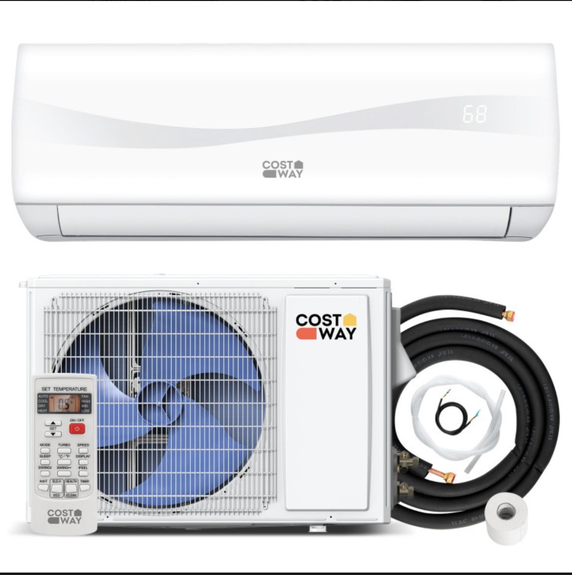 New COSTWAY 18K BTU Mini Split AC/Heating System + Condenser up to 3 System