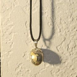 Vintage Mexico Mixed Metal Silver And Brass Globe Pendant Harmony Ball