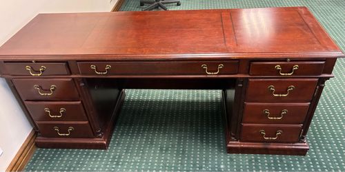 Large Mahogany Executive Pedestal Desk
