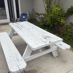 White Distressed Picnic Table