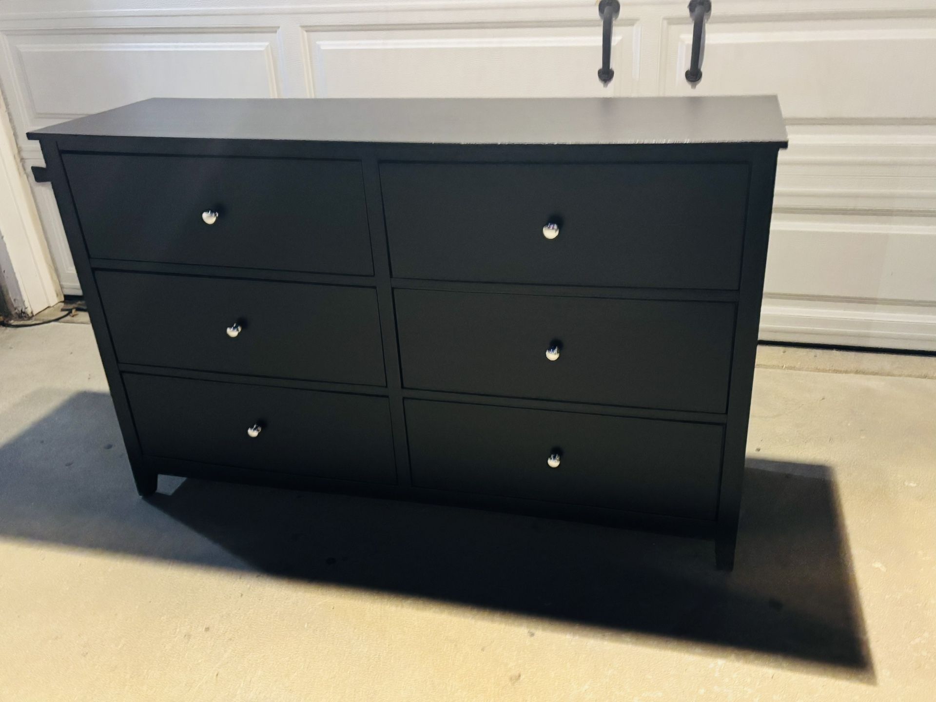 6 Drawer Black Long Dresser  58Lx17W x 36H
