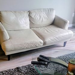 FREE White Faux Leather Loveseat 