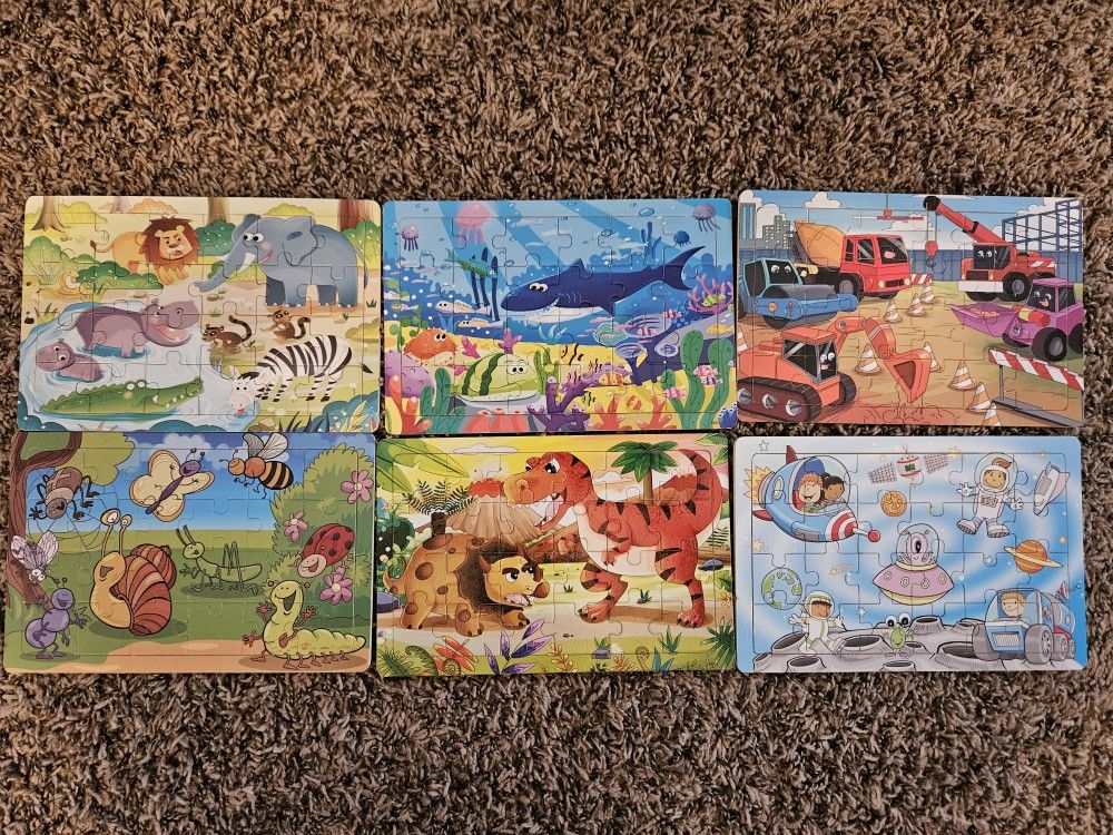 Set Of Six 24 Piece Puzzles
