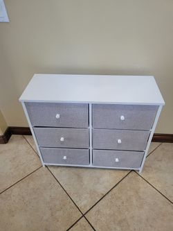 SONGMICS 6 Drawer Fabric Chest of Drawers Industrial Style Steel Frame Shelf Bedroom 32"W×12"D×28"D