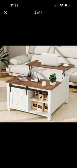 Coffee table with lift top and sliding barn door