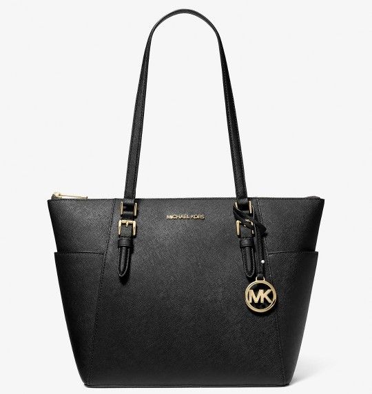 New! Michael Kors Leather Top-Zip Tote Bag