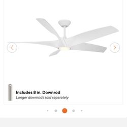 Zephyr Smart Indoor and Outdoor 5 Blade Ceiling Fan 62in Matte White Modern