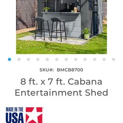 Cabana entertainment shed 8”ft X 7”ft SUNCAST