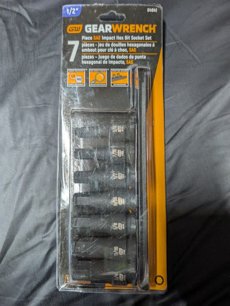 Gear Wrench 1/2" 7pc Impact -Rated Hex Bit Socket Set (Sae)