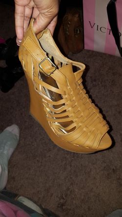 Brown wedge heels