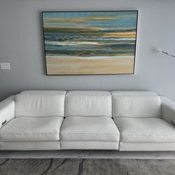 Real White Leather Recliner 3- Pieces Sofa