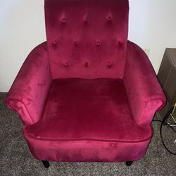 Vintage Red/Hot Pink Velvet Chair