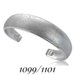 6.5" x 17mm Solid Sterling Silver Domed Diamond Frosted Constellation Cuff Bracelet. CHARLES GARNIER of Paris, Made in Peru