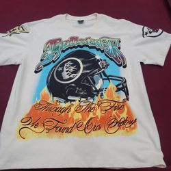 【PORTERNA】His Glitter T-shirt Hellstar Helmet Glitter Print T-Shirt for Sale in The Bronx