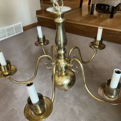 Chandelier Brass 22x16 / Hangs 17 From Ceiling 