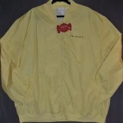 Friends Full Zip Jacket TV Show Bomber Yellow “Central Perk" Logo Size 3XL NEW