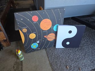 Solar system wall decor, yin yang speaker art, wall decorations kids room