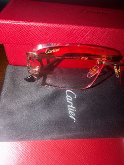 Rare Red Vintage Gold Accent Rimless Frames