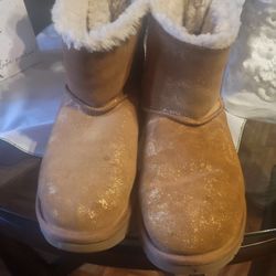 UGG  Mini Bailey Bow Glimmer Faux Fur Lined Boots 