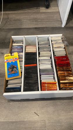Box full of trading cards