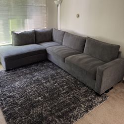 Reid Natural Grey Fabric 109" 2 Piece L-Shaped Sectional with Left Arm Facing Corner Chaise | Track Arms