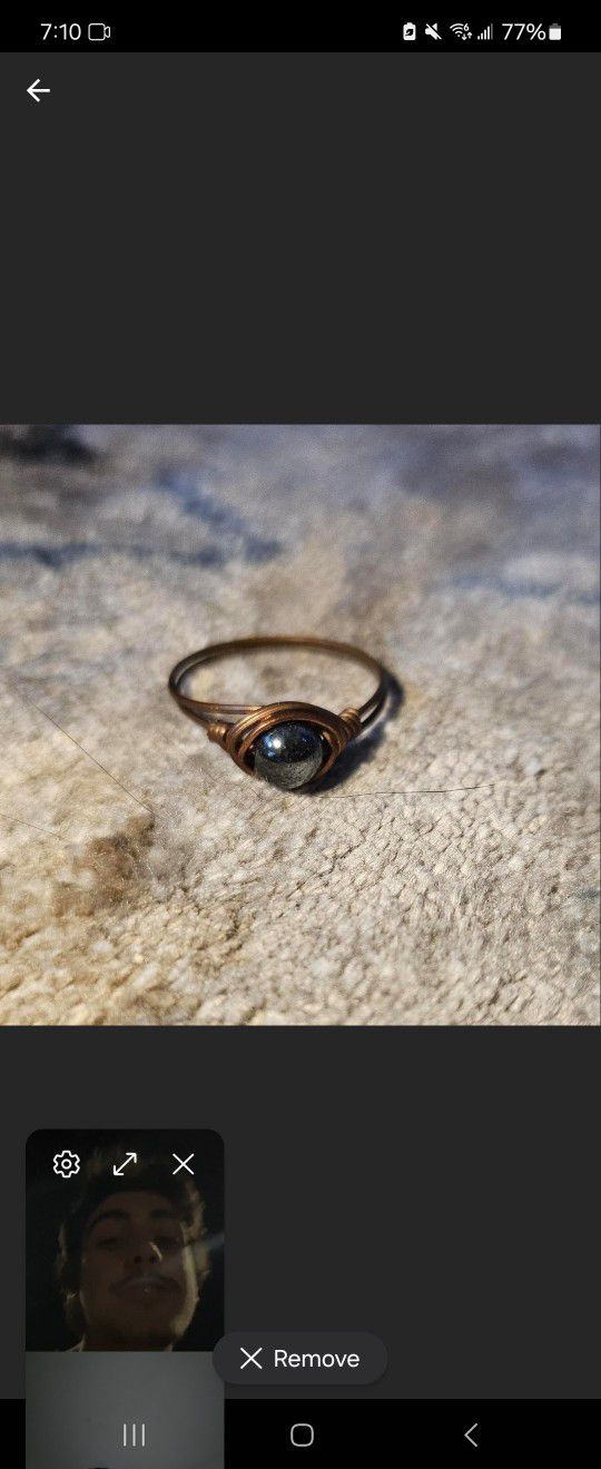 Handmade Copper + Hematite Ring