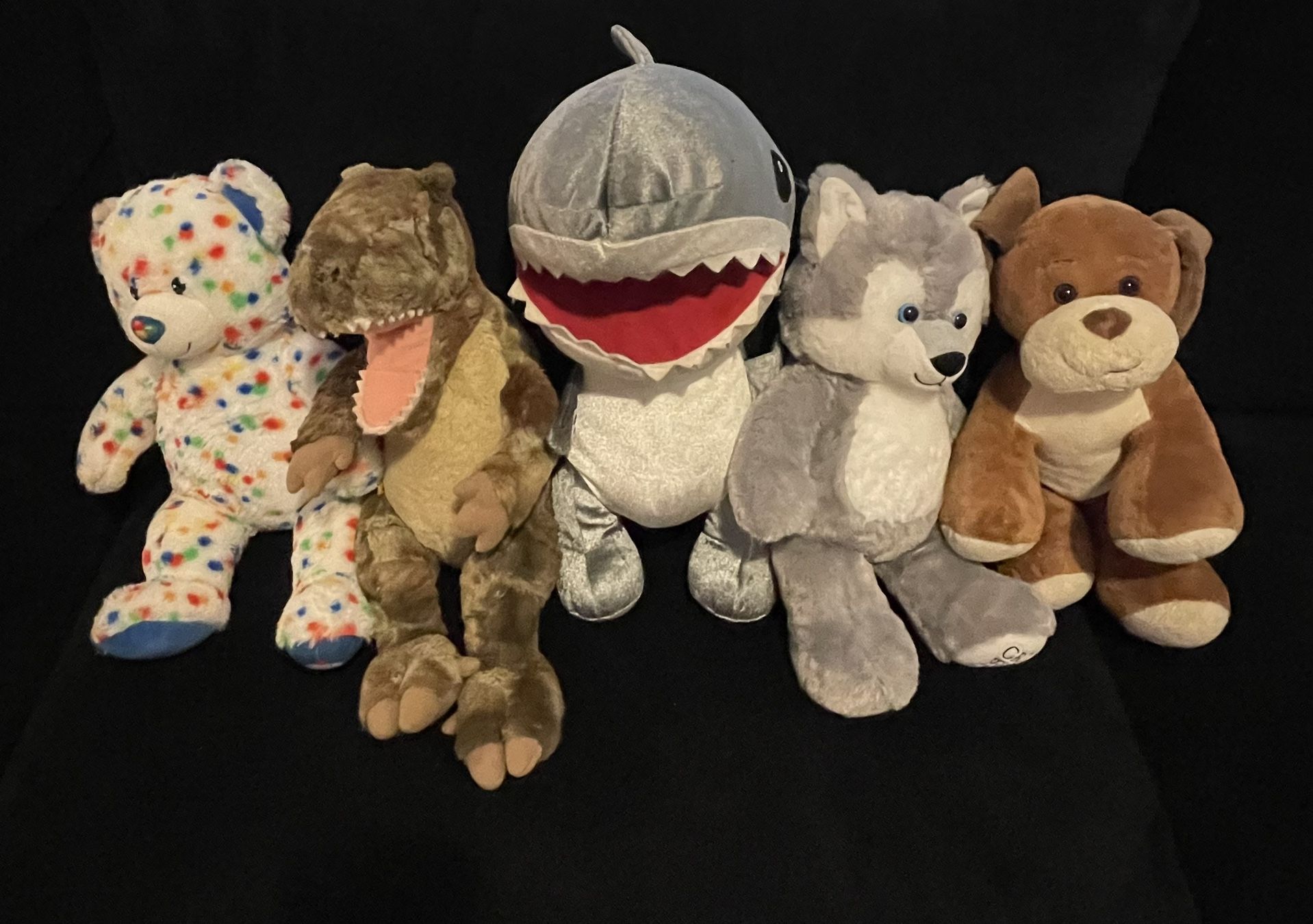 Build A Bear Lot 5 Plushies Bear Dog Dinosaur Shark 