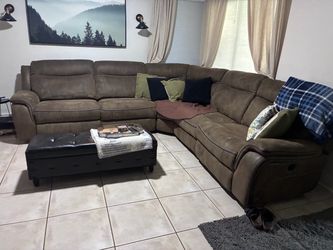 Brown Microfiber Reclining Sectional Sofa